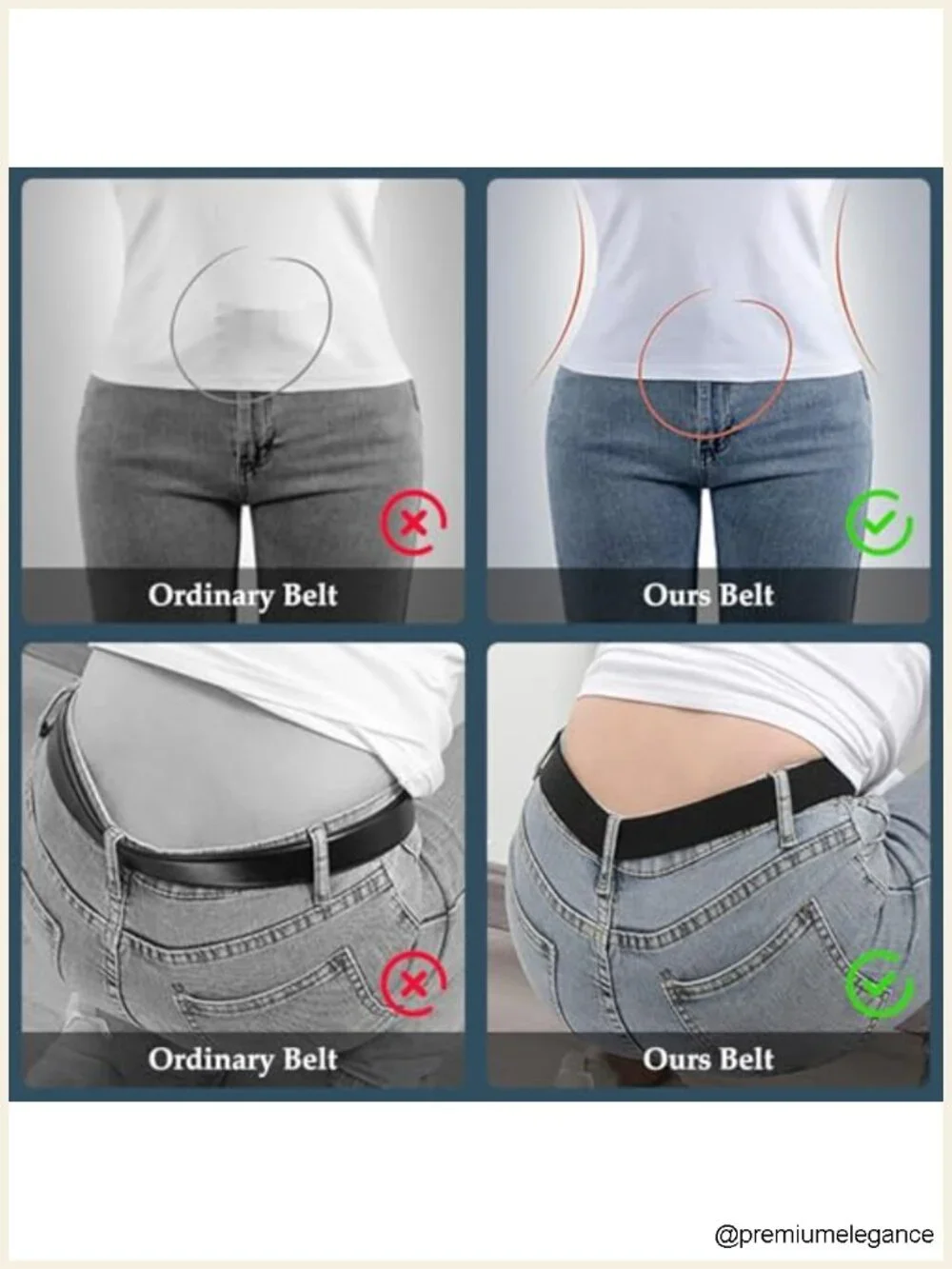No Show Stretch Belt Flat Buckle Elastic Web Belt for Jeans Pants Dresses